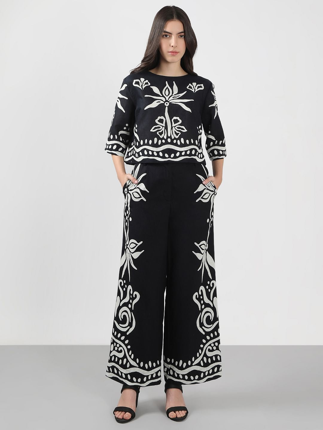 Black & White Printed Co-Ord Set Top