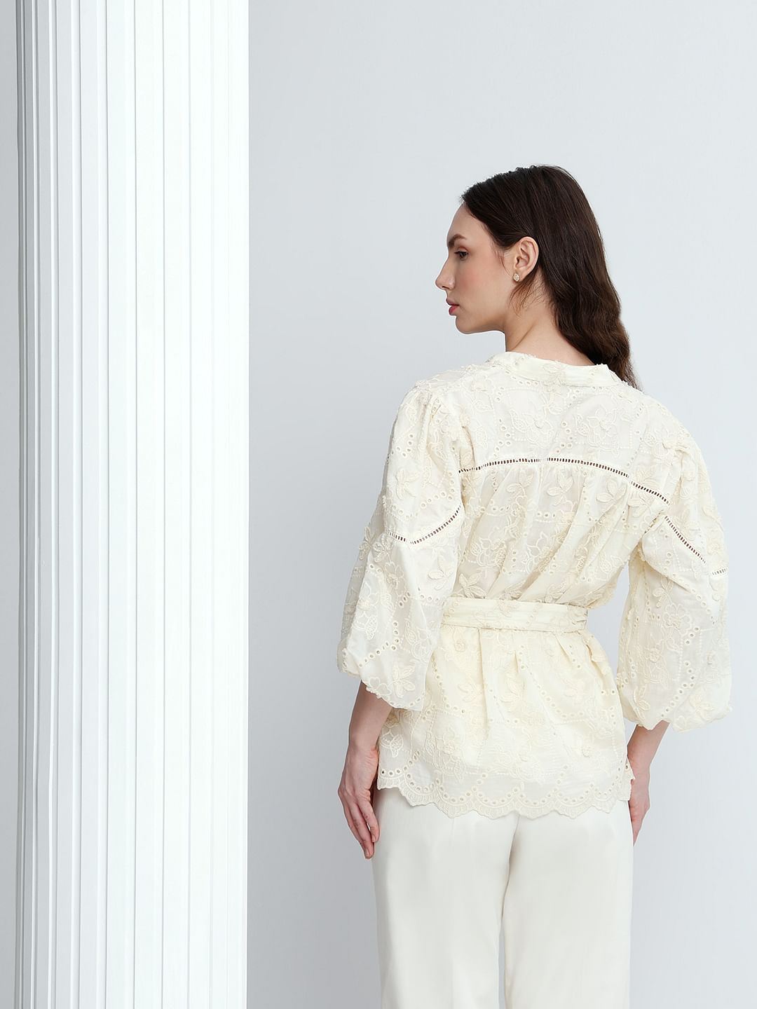 Ecru Embroidered Top