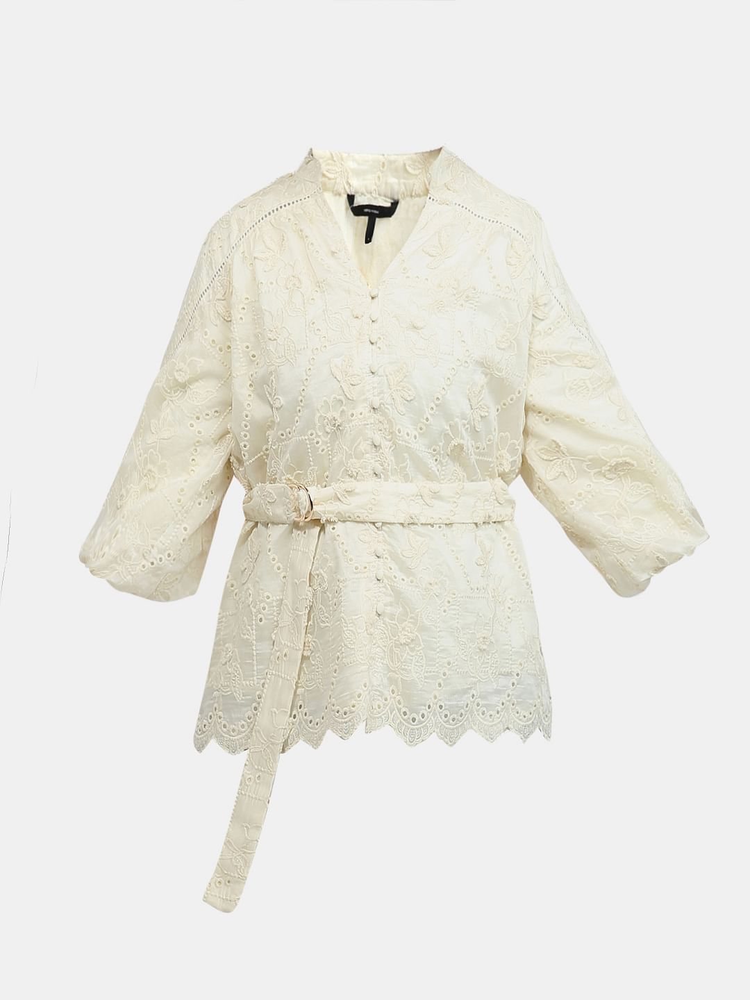 Ecru Embroidered Top