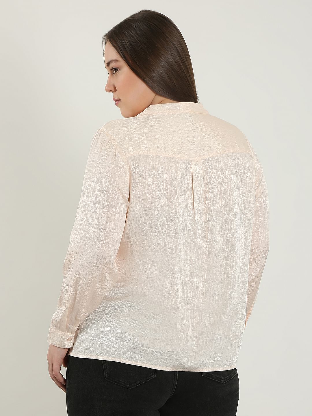 Curve Peach Pink Jacquard Top