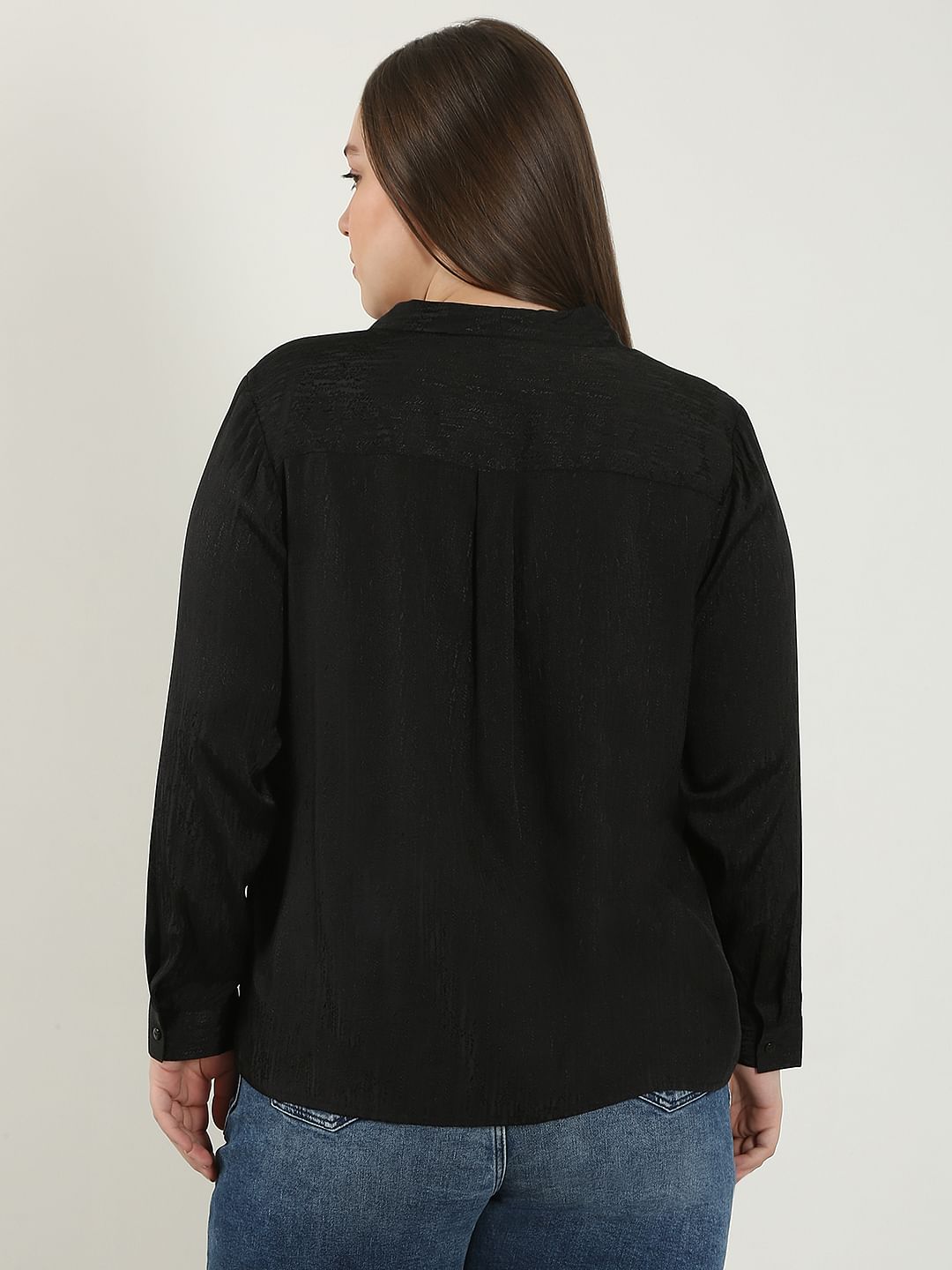 Curve Black Jacquard Top