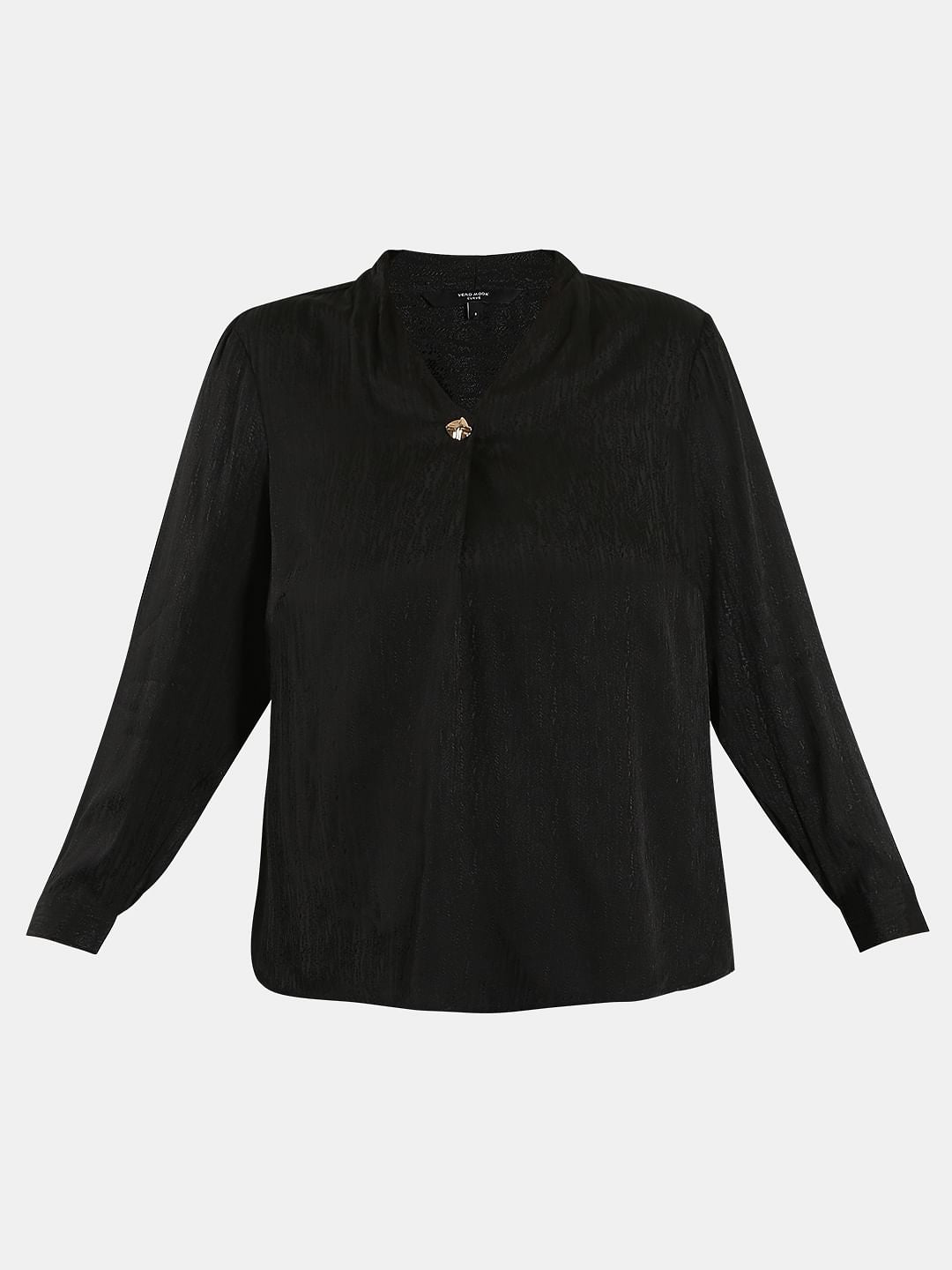 Curve Black Jacquard Top