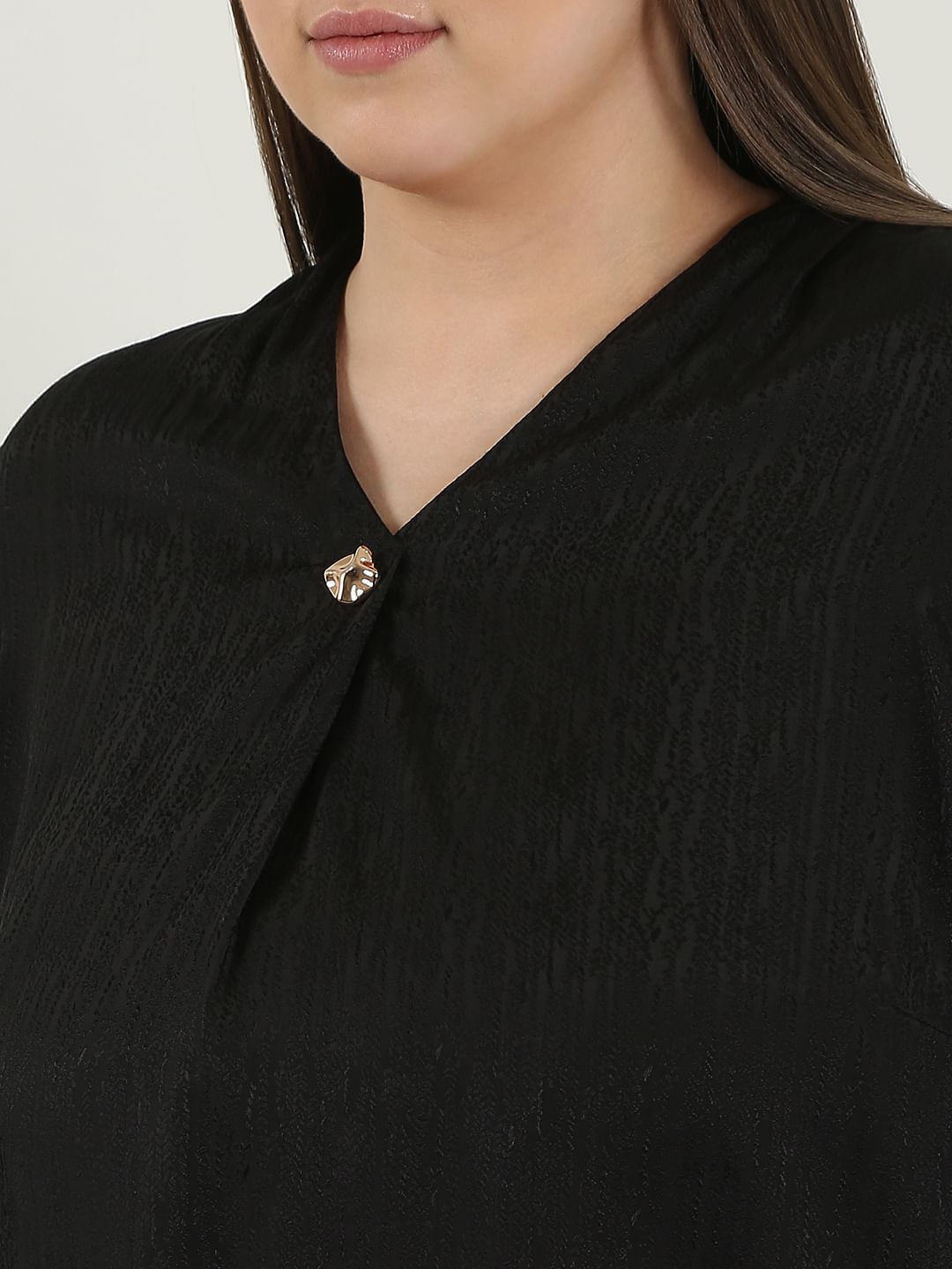 Curve Black Jacquard Top