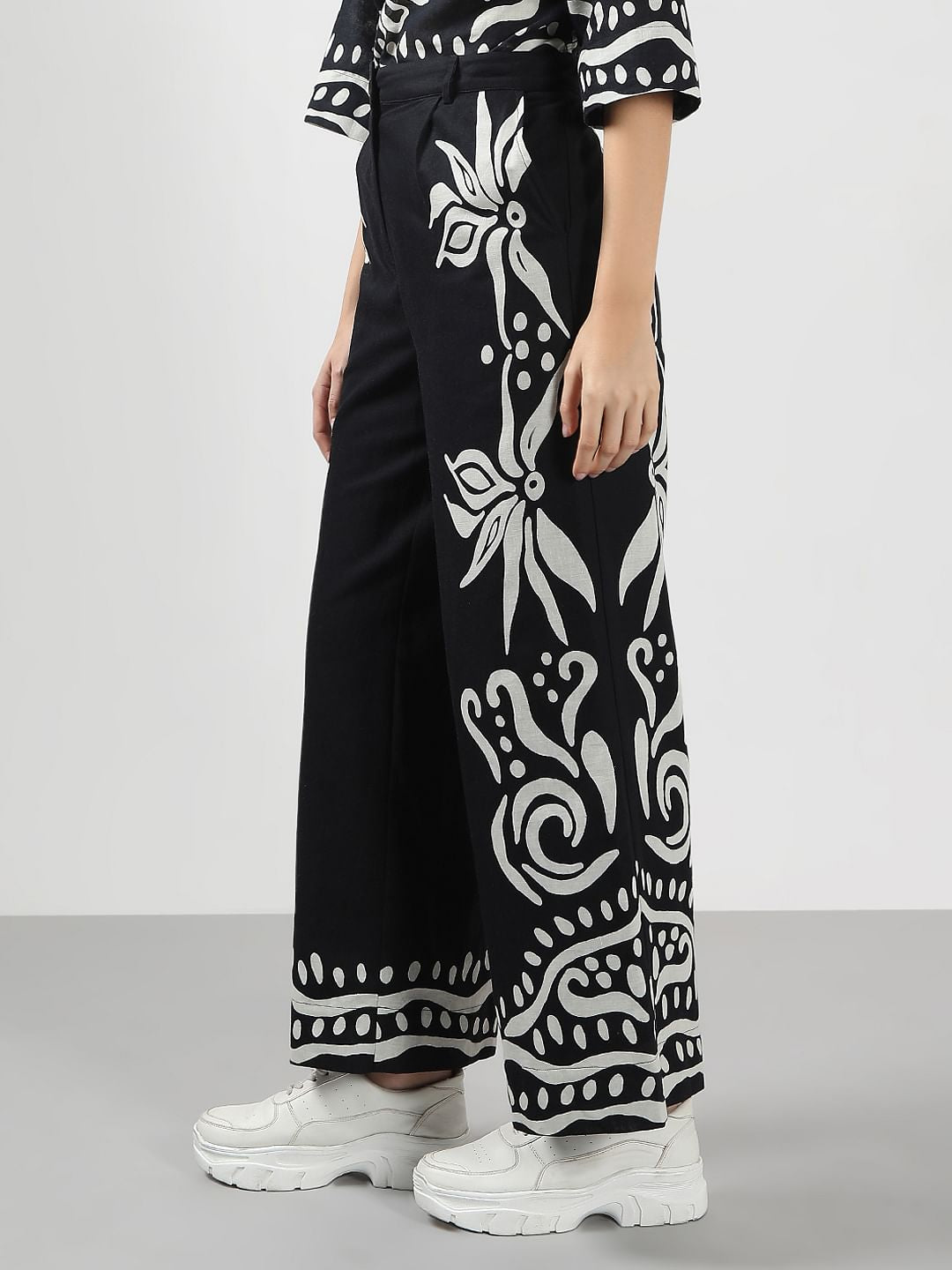 Black & White Printed Co-Ord Set Pants