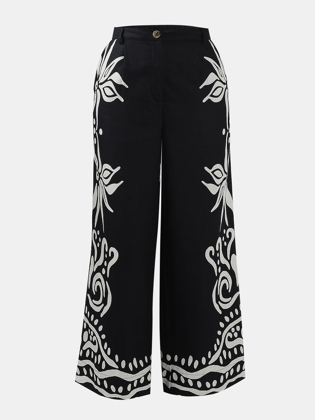 Black & White Printed Co-Ord Set Pants