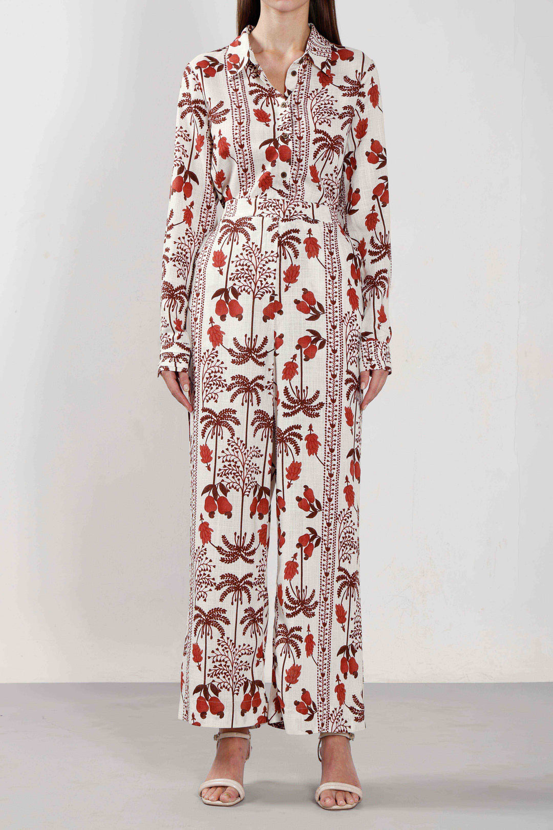 Vero Moda Ecru Printed High Rise Pants