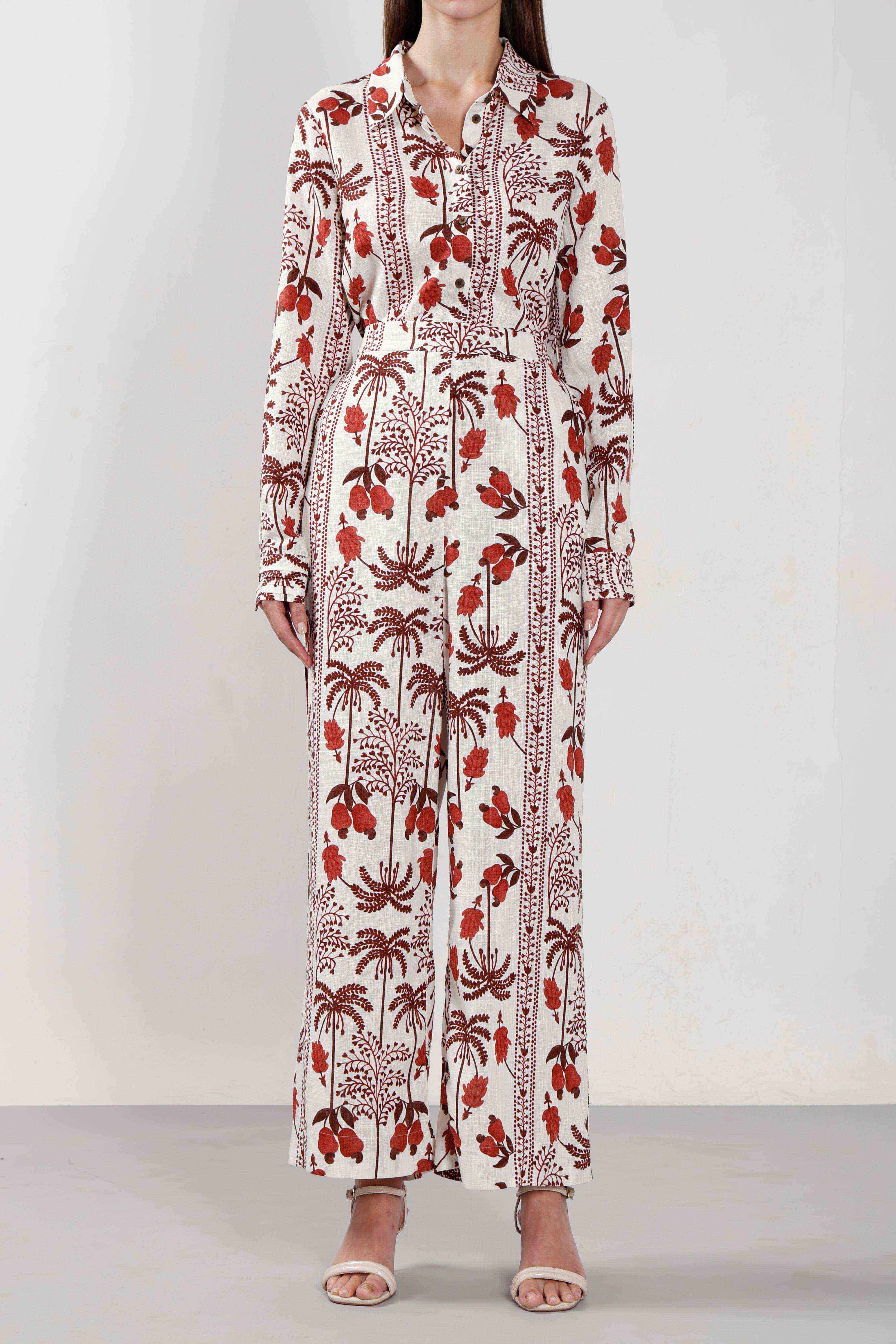 Vero Moda Ecru Printed High Rise Pants