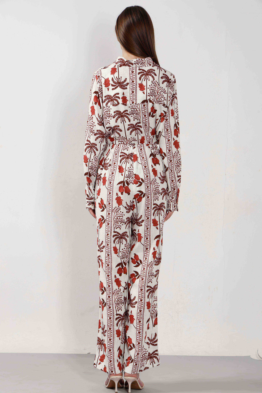 Vero Moda Ecru Printed High Rise Pants