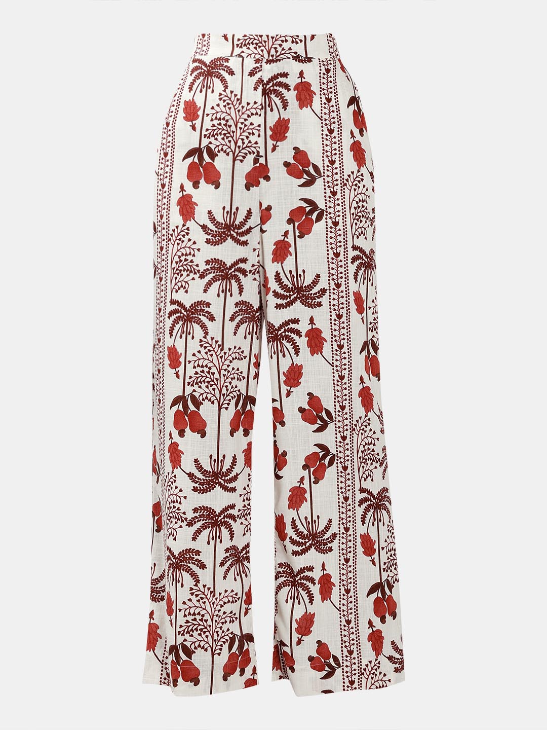 Vero Moda Ecru Printed High Rise Pants