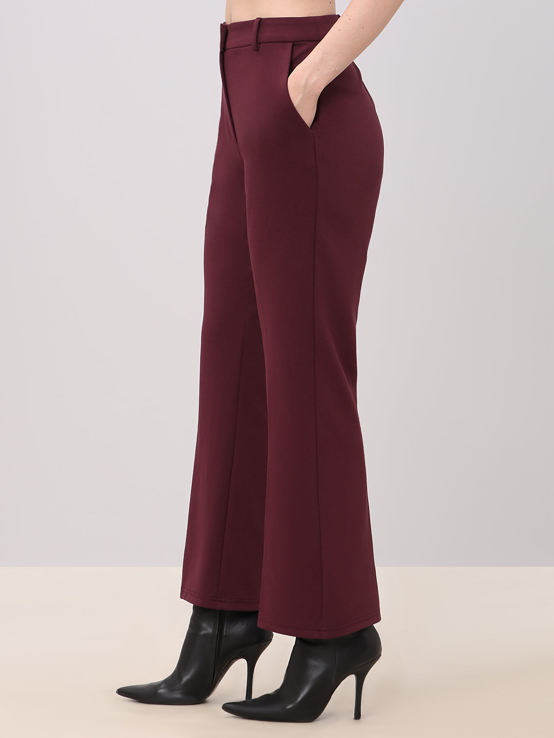 Burgundy Straight Fit Pants