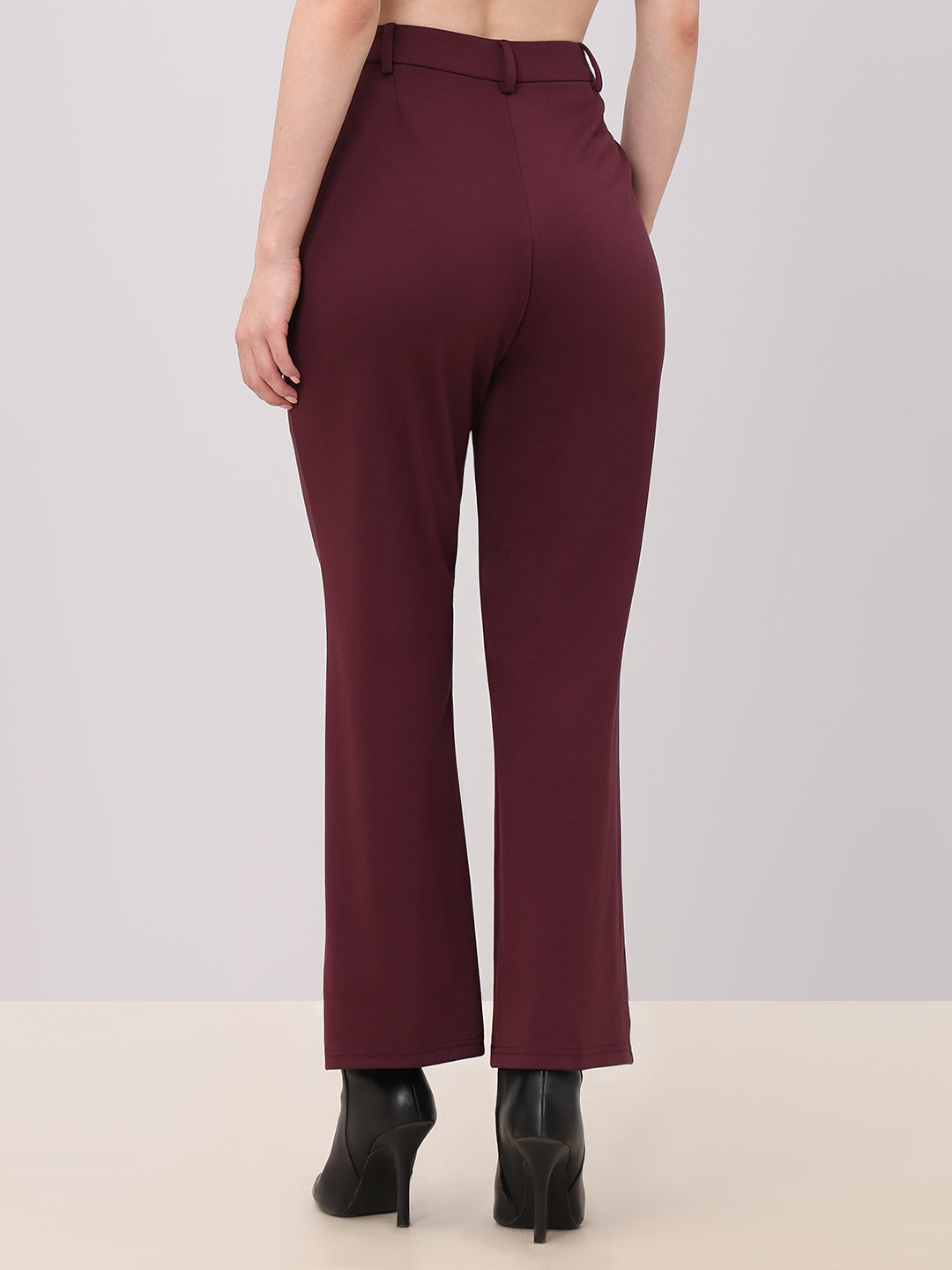 Burgundy Straight Fit Pants