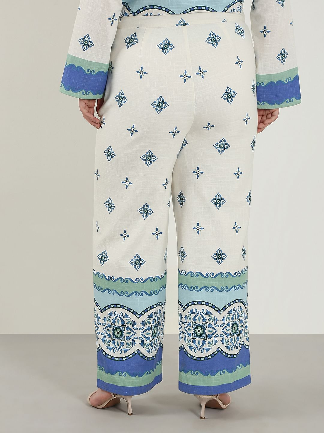Curve White Printed Co-Ord Set Pants