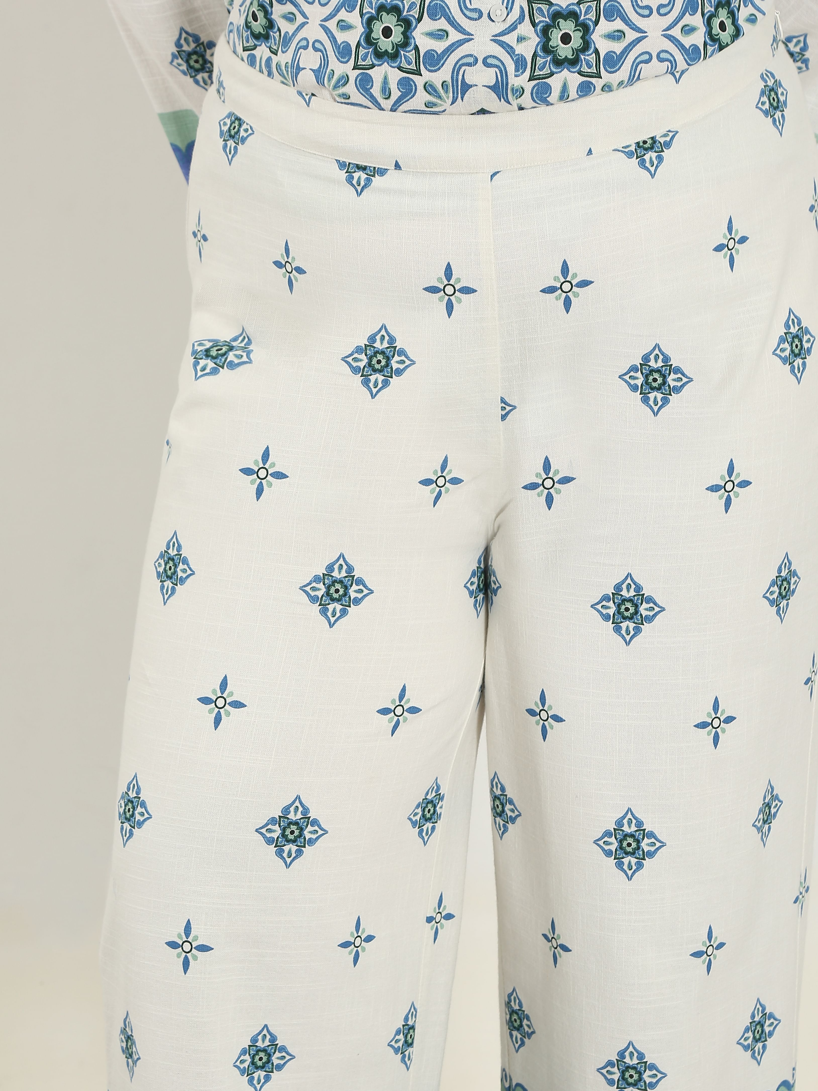 Curve White Printed Co-Ord Set Pants