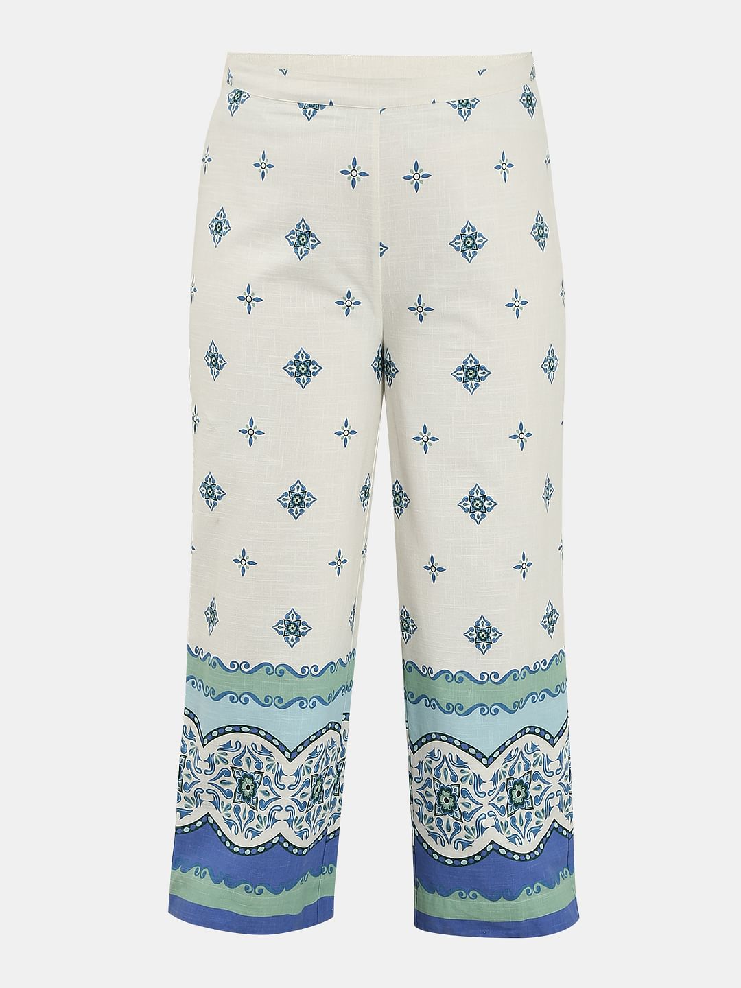 Curve White Printed Co-Ord Set Pants