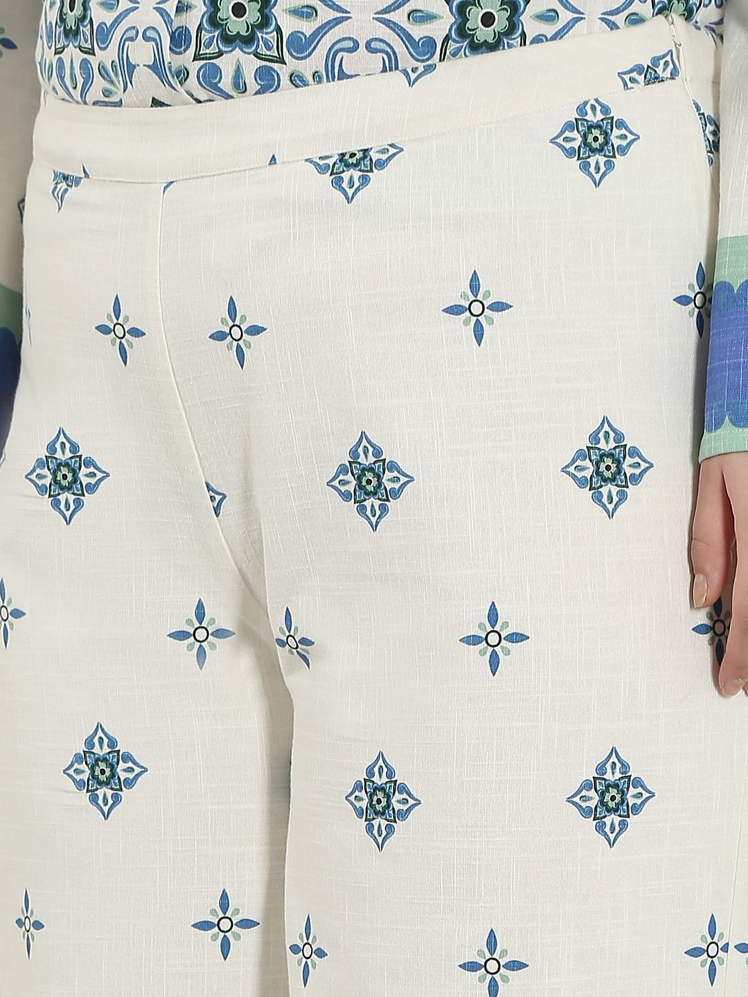 Curve White Printed Co-Ord Set Pants