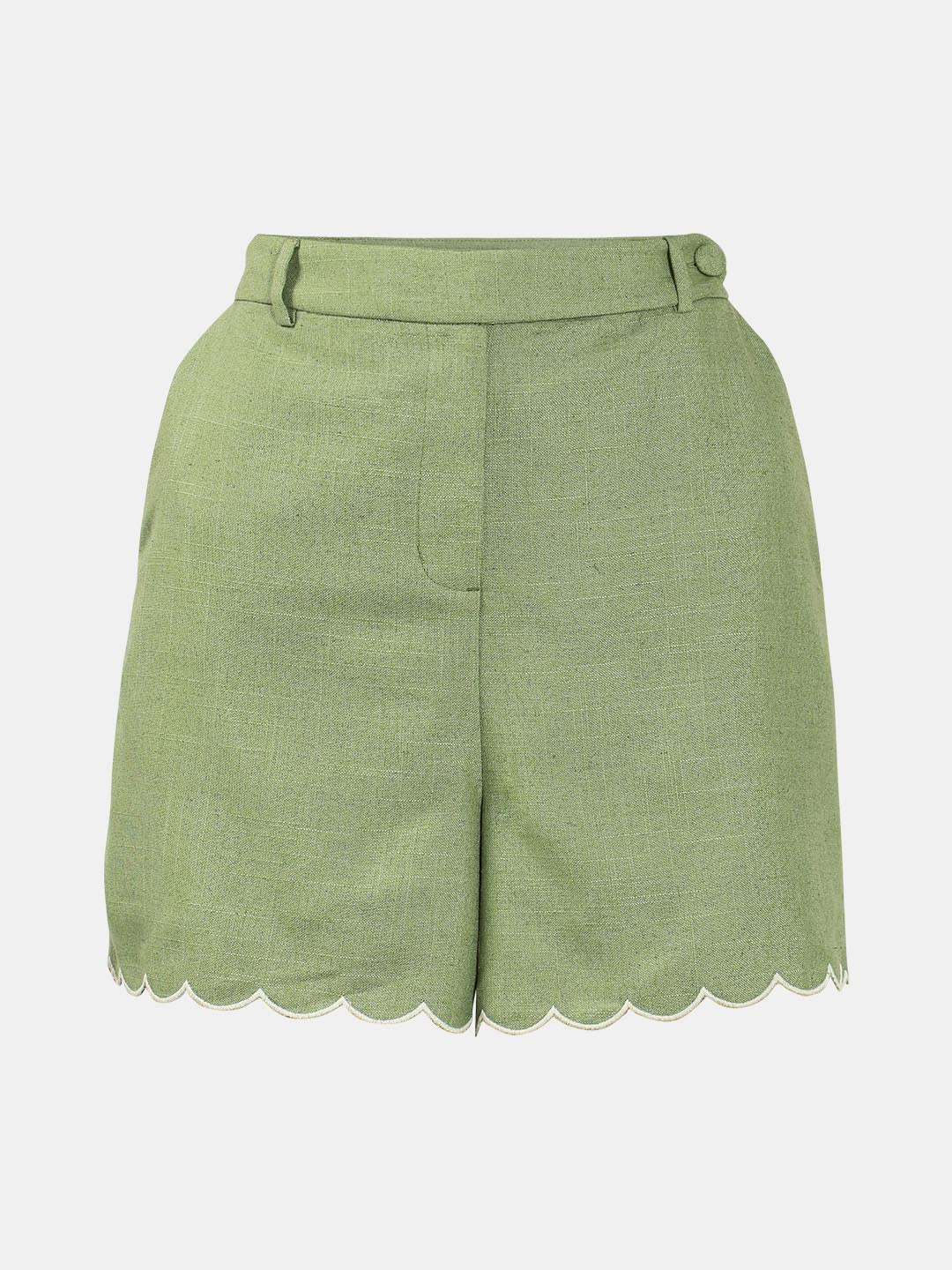 Vero Moda Green Scallop Hem Shorts