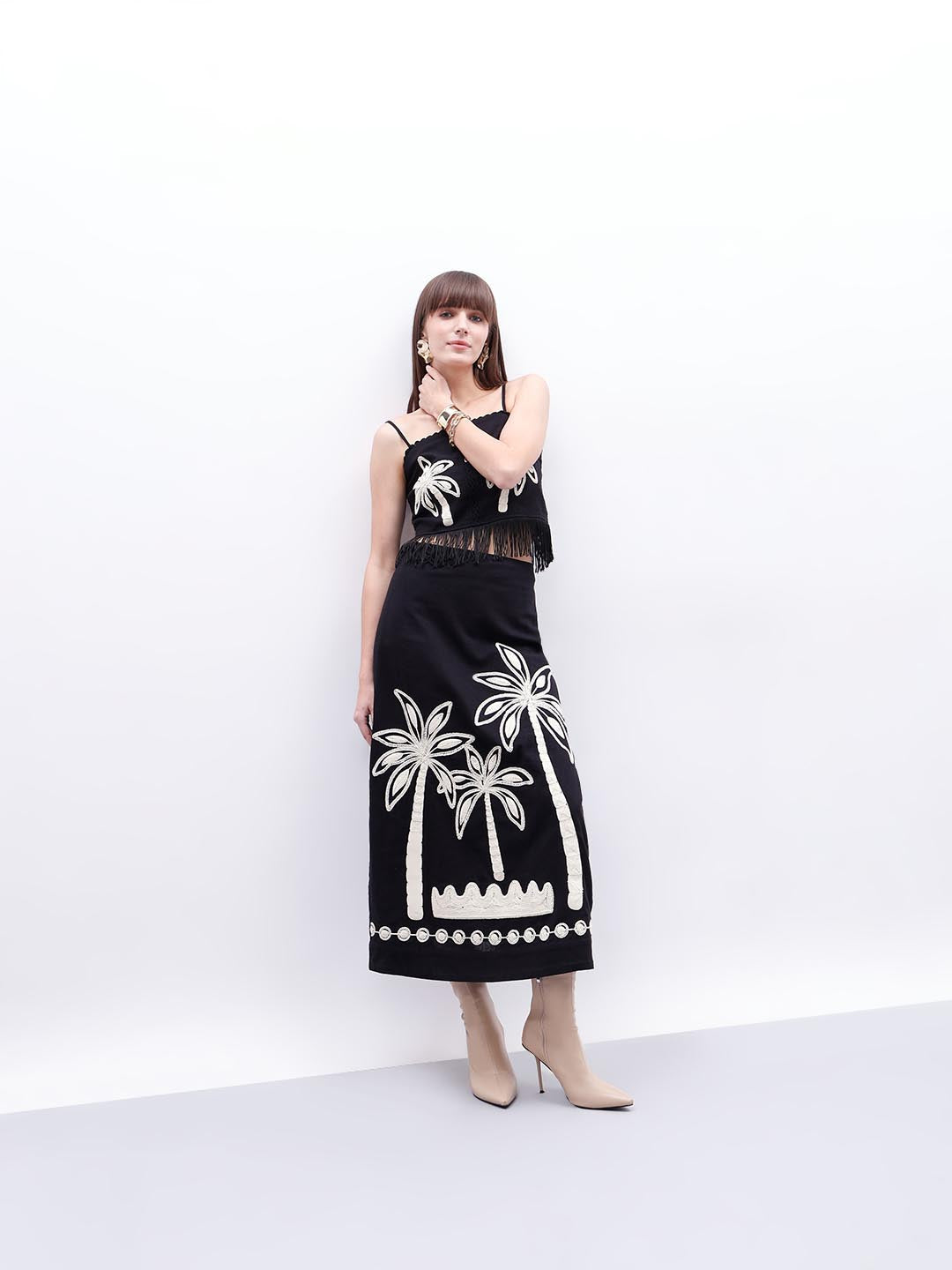 Vero Moda Black Embroidered Co-Ord Set Skirt