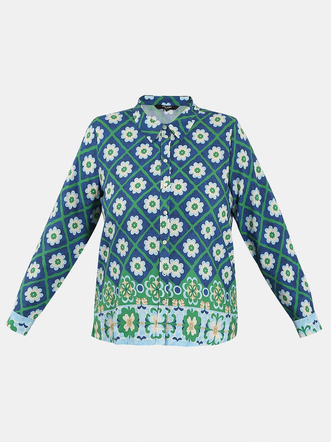 Curve Green Printed Co-Ord Set Shirt