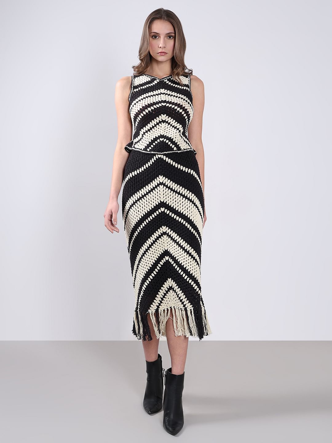 Black & White Sleeveless Co-Ord Set Top