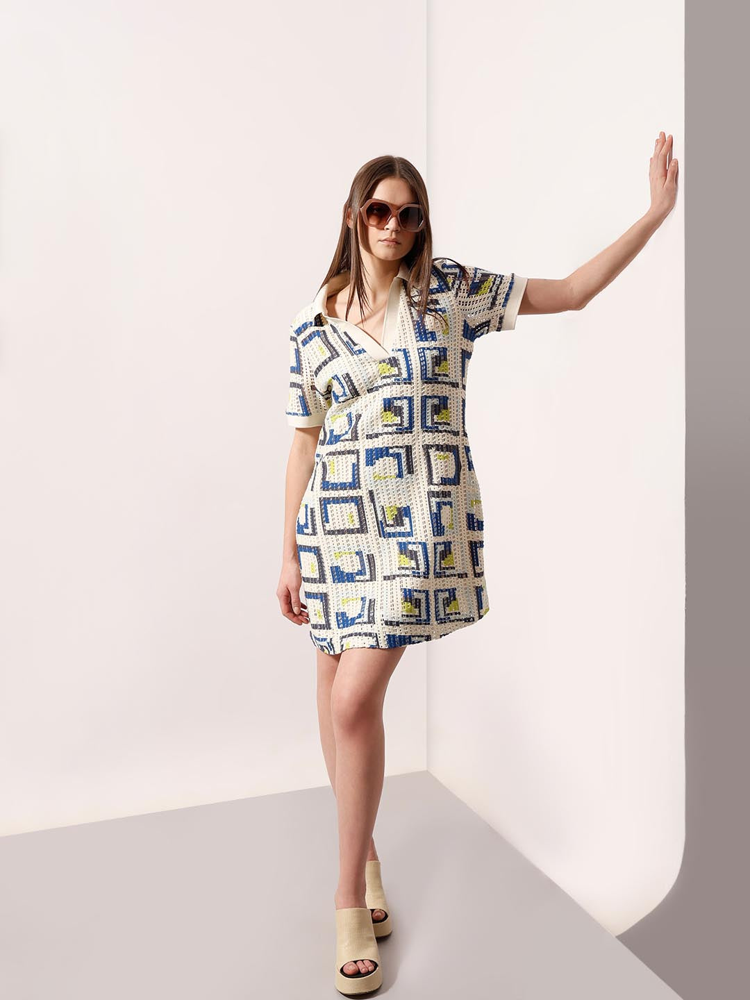 Vero Moda off-White Printed Polo Dress