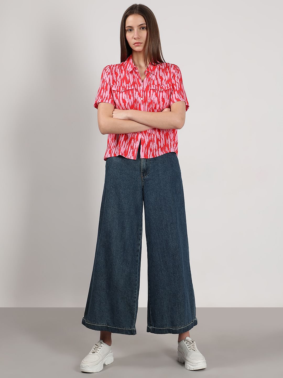 Pink & Red Printed Shirt