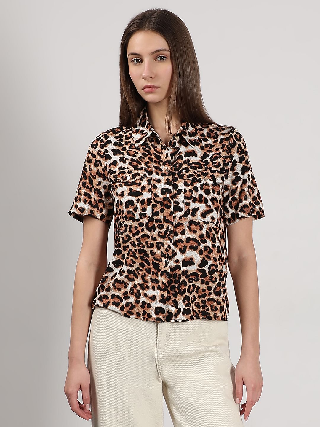 Brown Animal Print Shirt