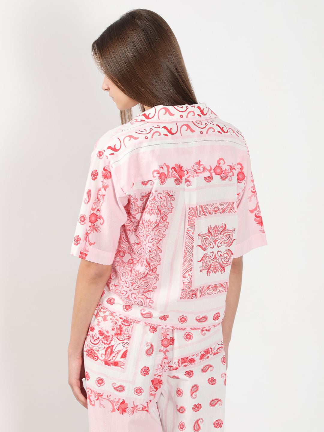 Pink Printed Co-Ord Set Shirt