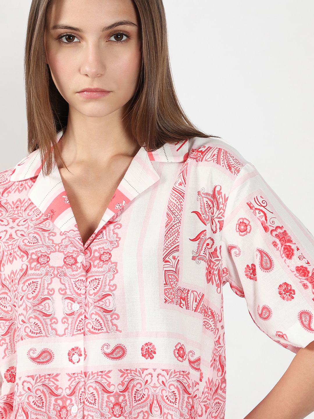 Pink Printed Co-Ord Set Shirt