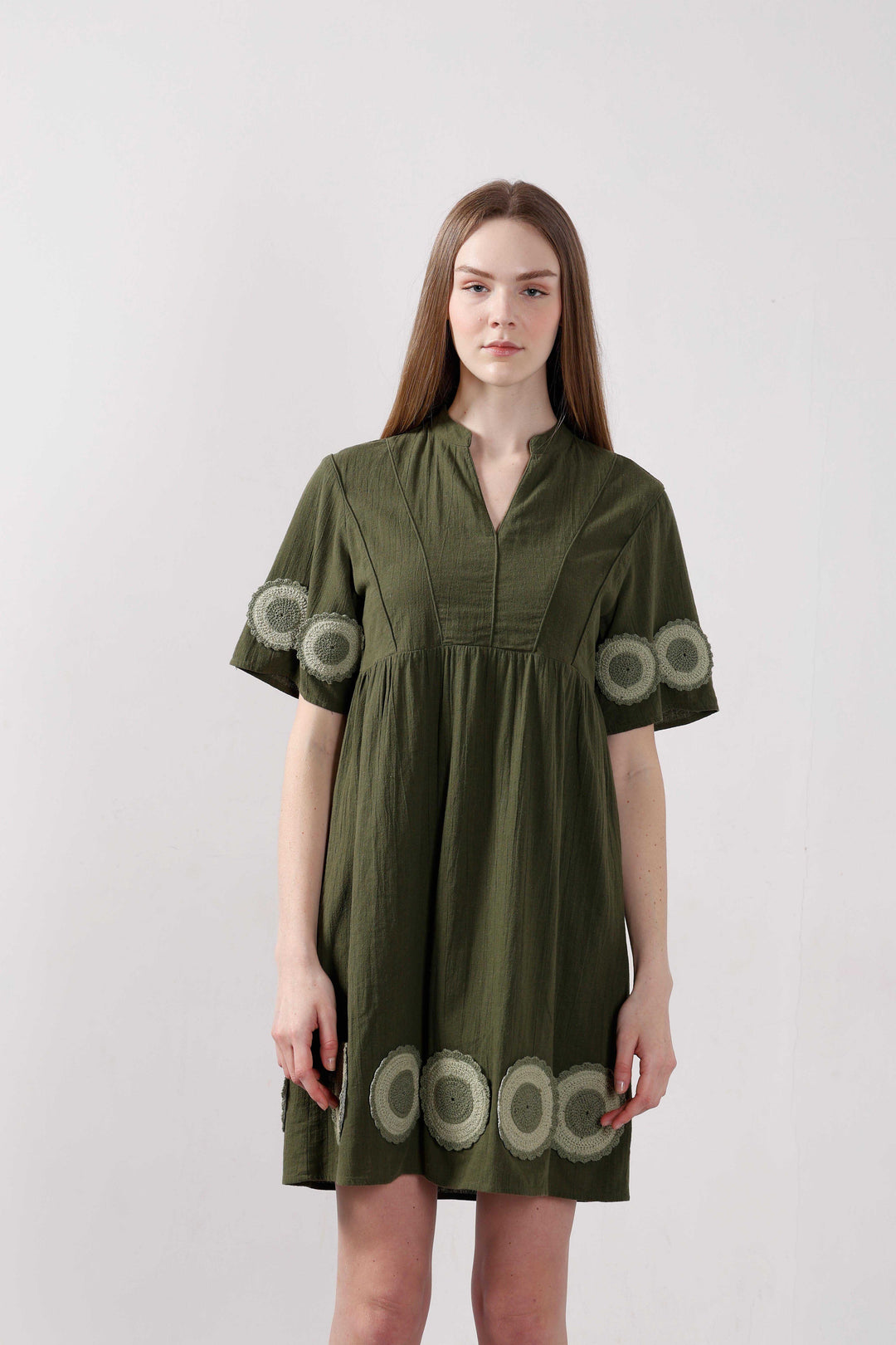 Vero Moda Dark Greem V-Neck Mini Dress