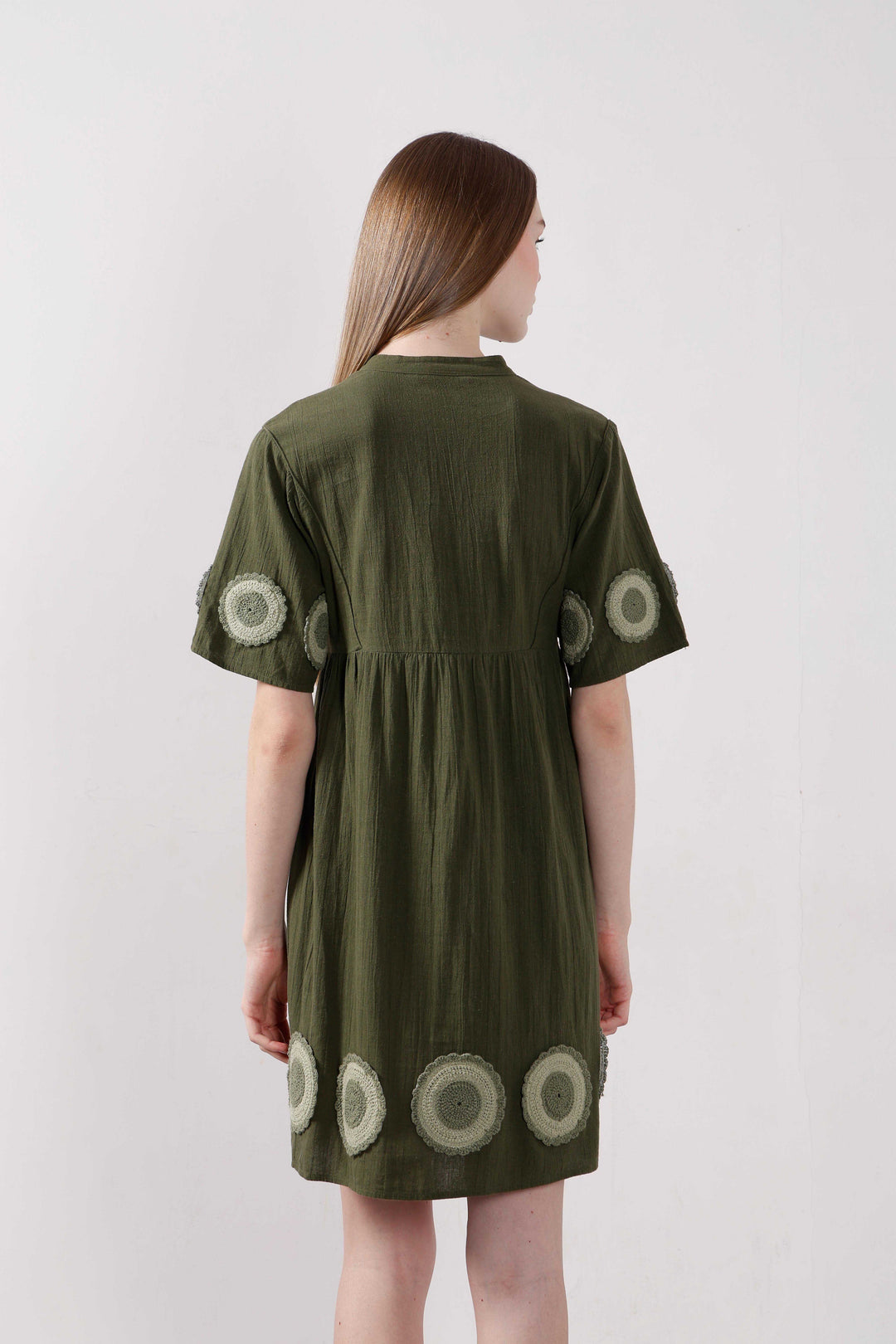 Vero Moda Dark Greem V-Neck Mini Dress