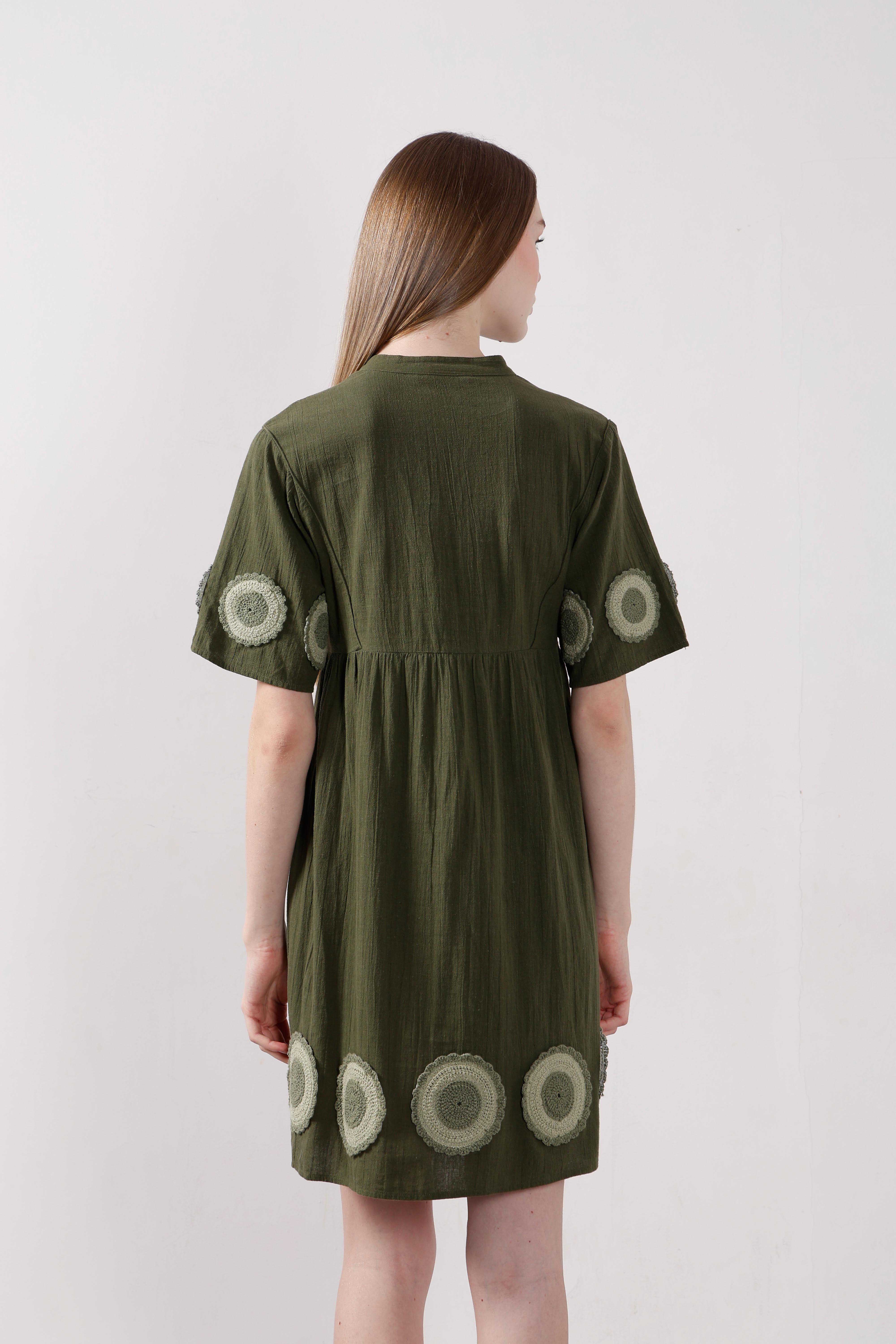 Vero Moda Dark Greem V-Neck Mini Dress