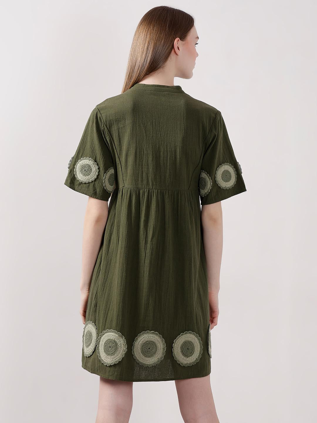 Vero Moda Dark Greem V-Neck Mini Dress