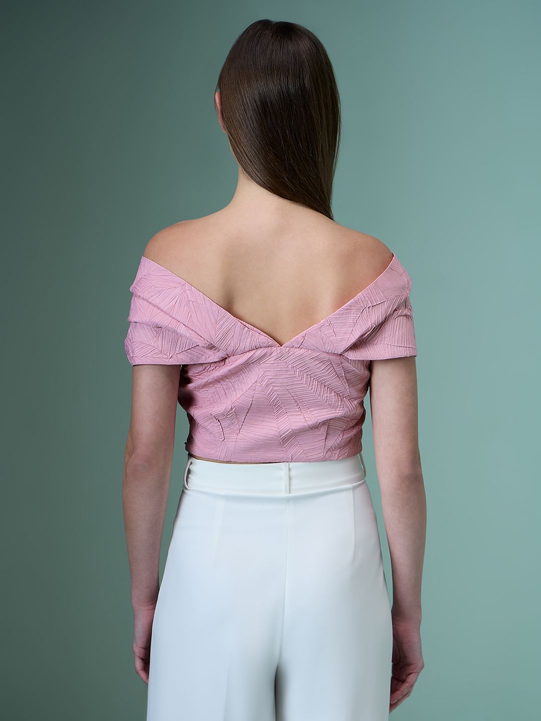 Marquee Pink Off Shoulder Crop Top