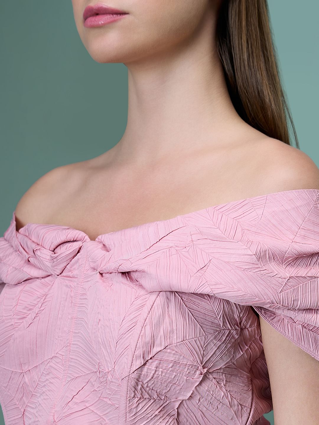 Marquee Pink Off Shoulder Crop Top