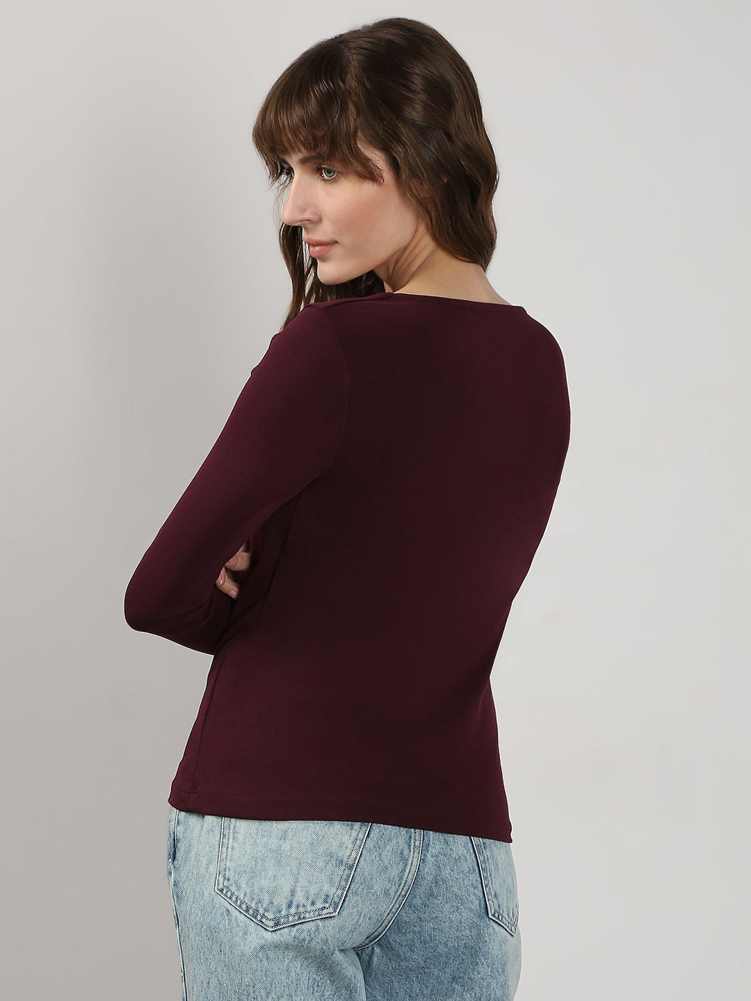 Plum Fitted Square Neck Top