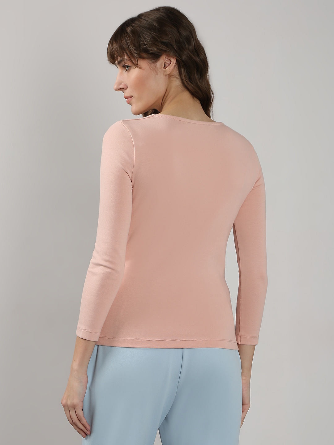Pink Fitted Square Neck Top