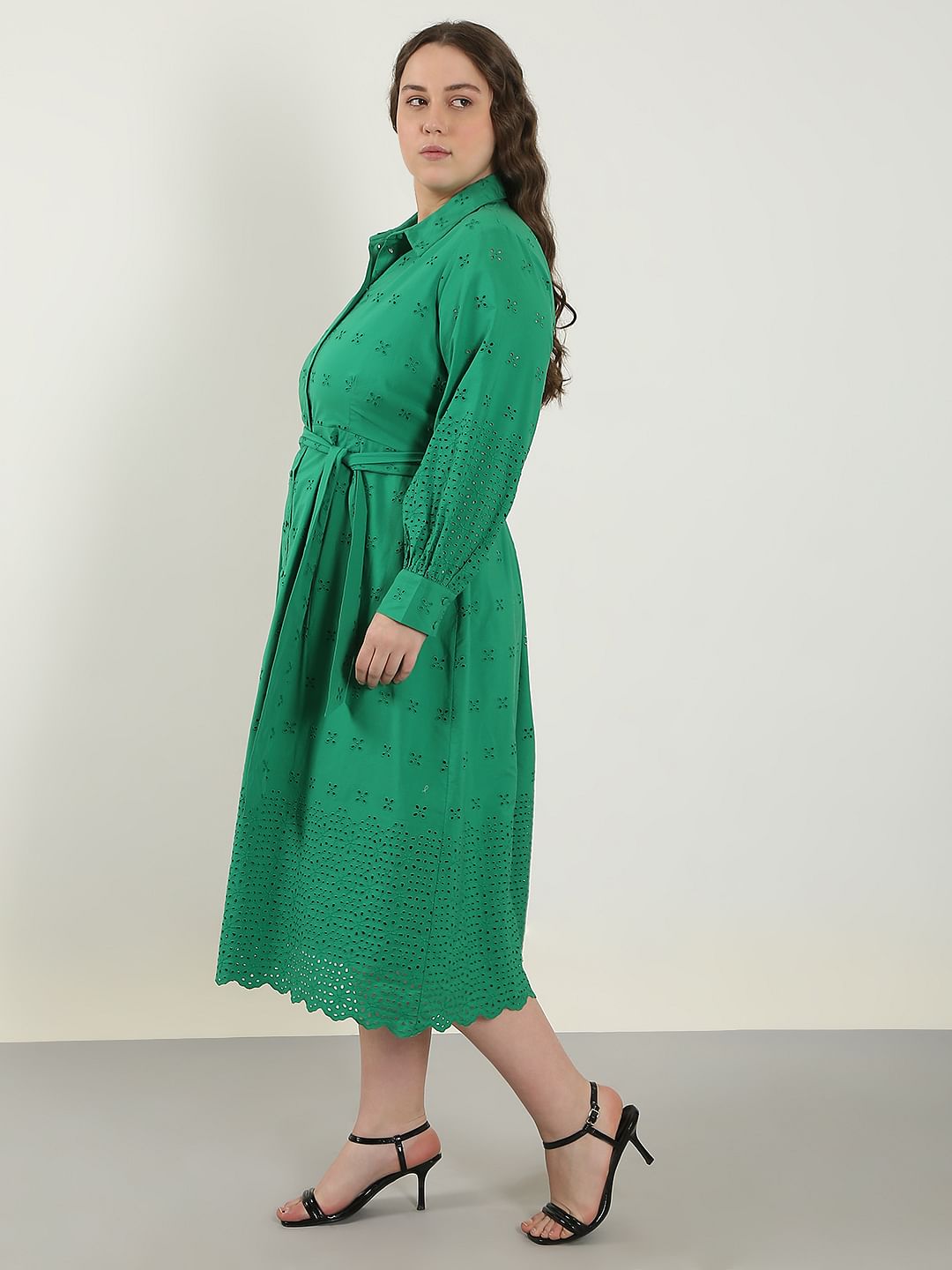 Curve Green Schiffli Shirt Dress