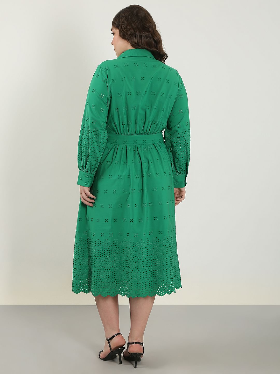 Curve Green Schiffli Shirt Dress
