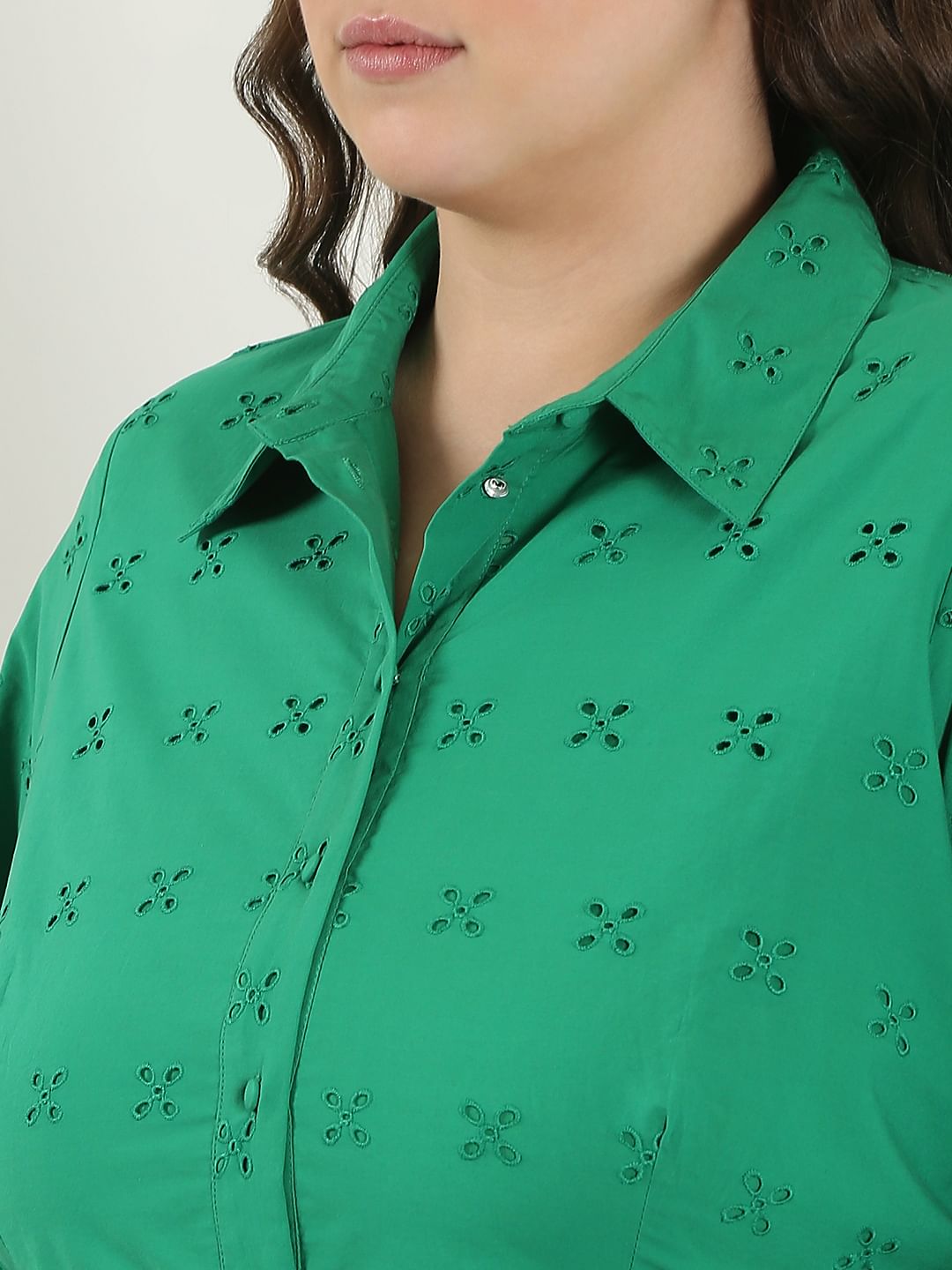 Curve Green Schiffli Shirt Dress