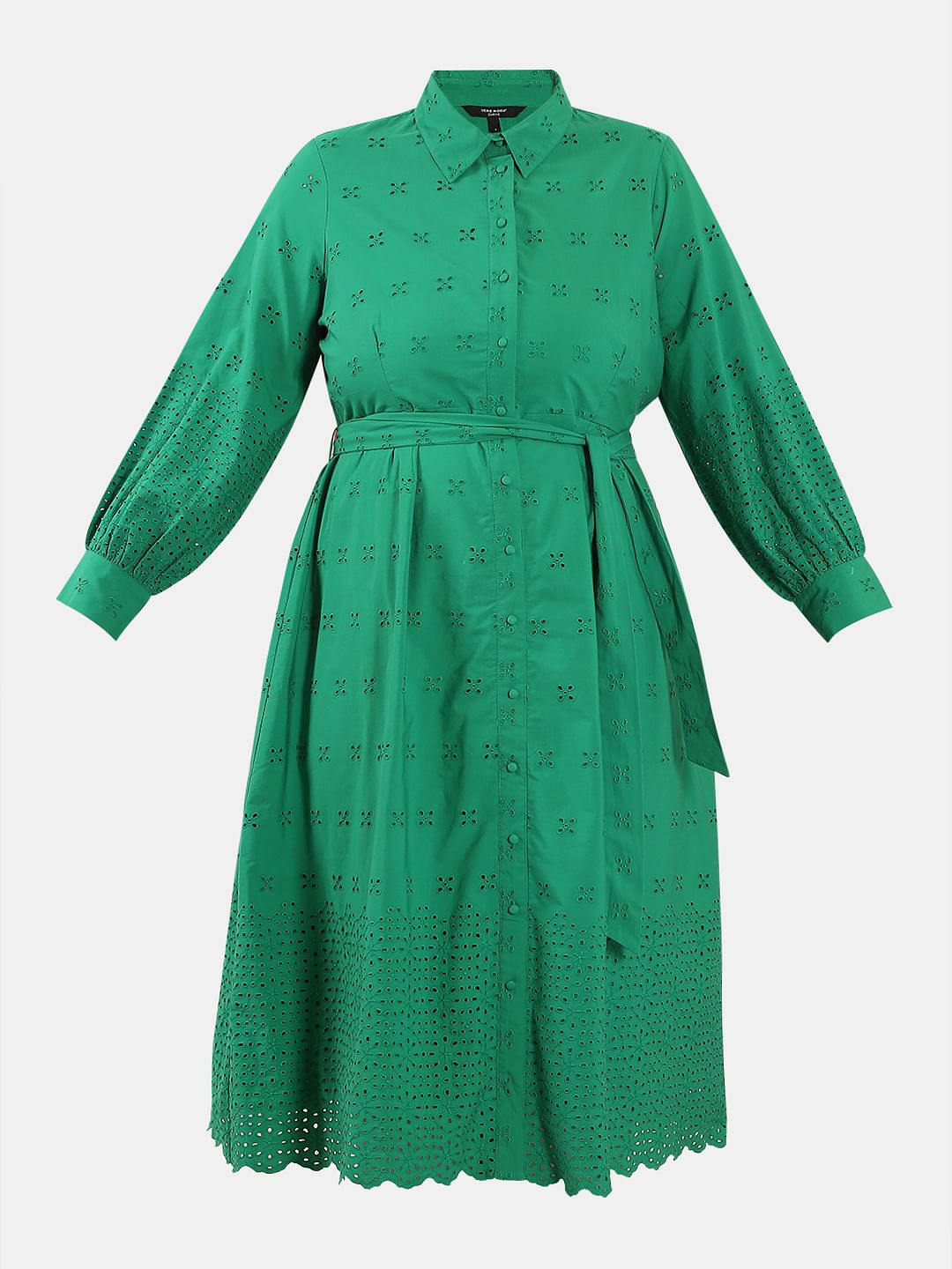 Curve Green Schiffli Shirt Dress