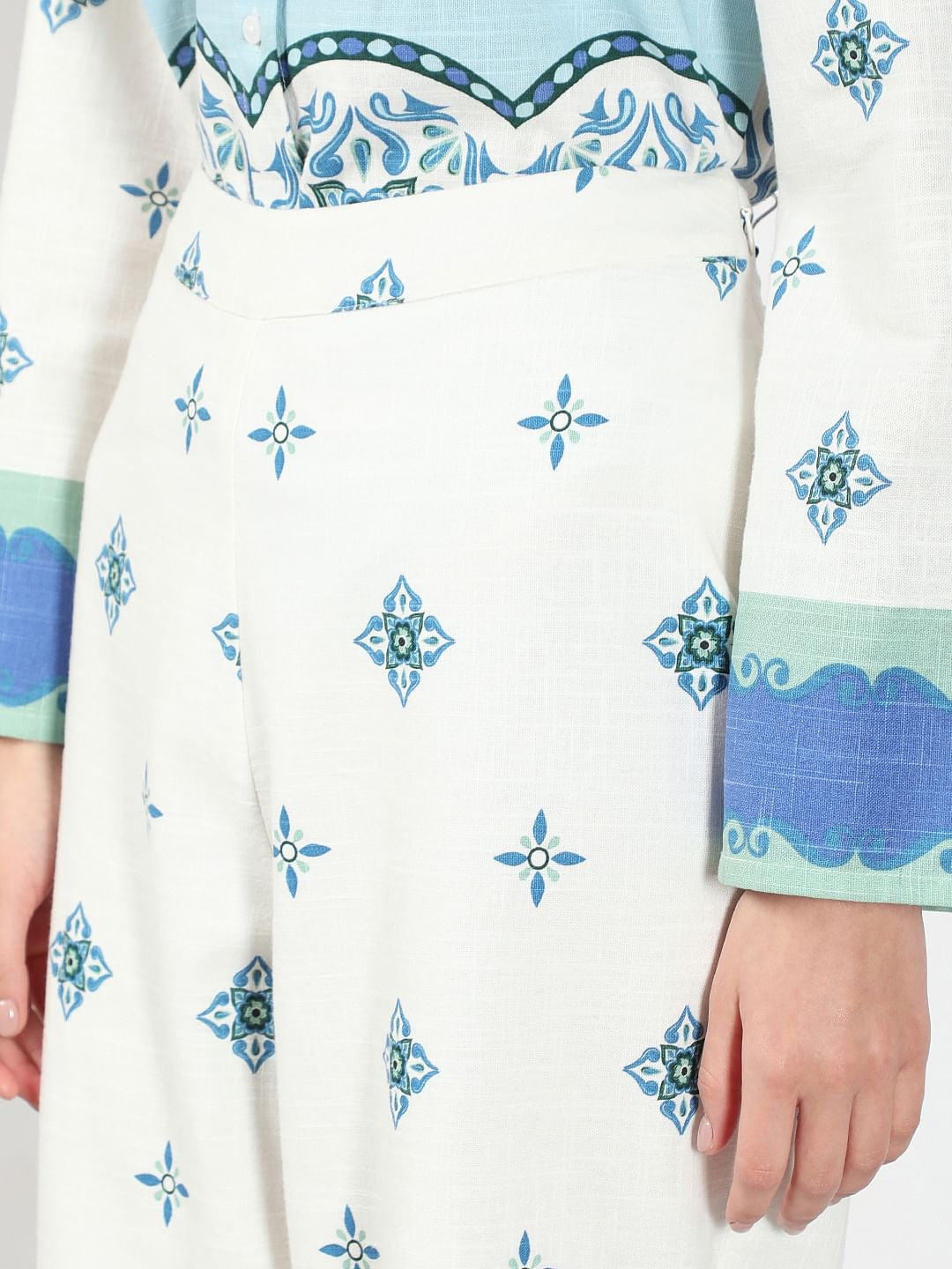White Printed Cotton Pants