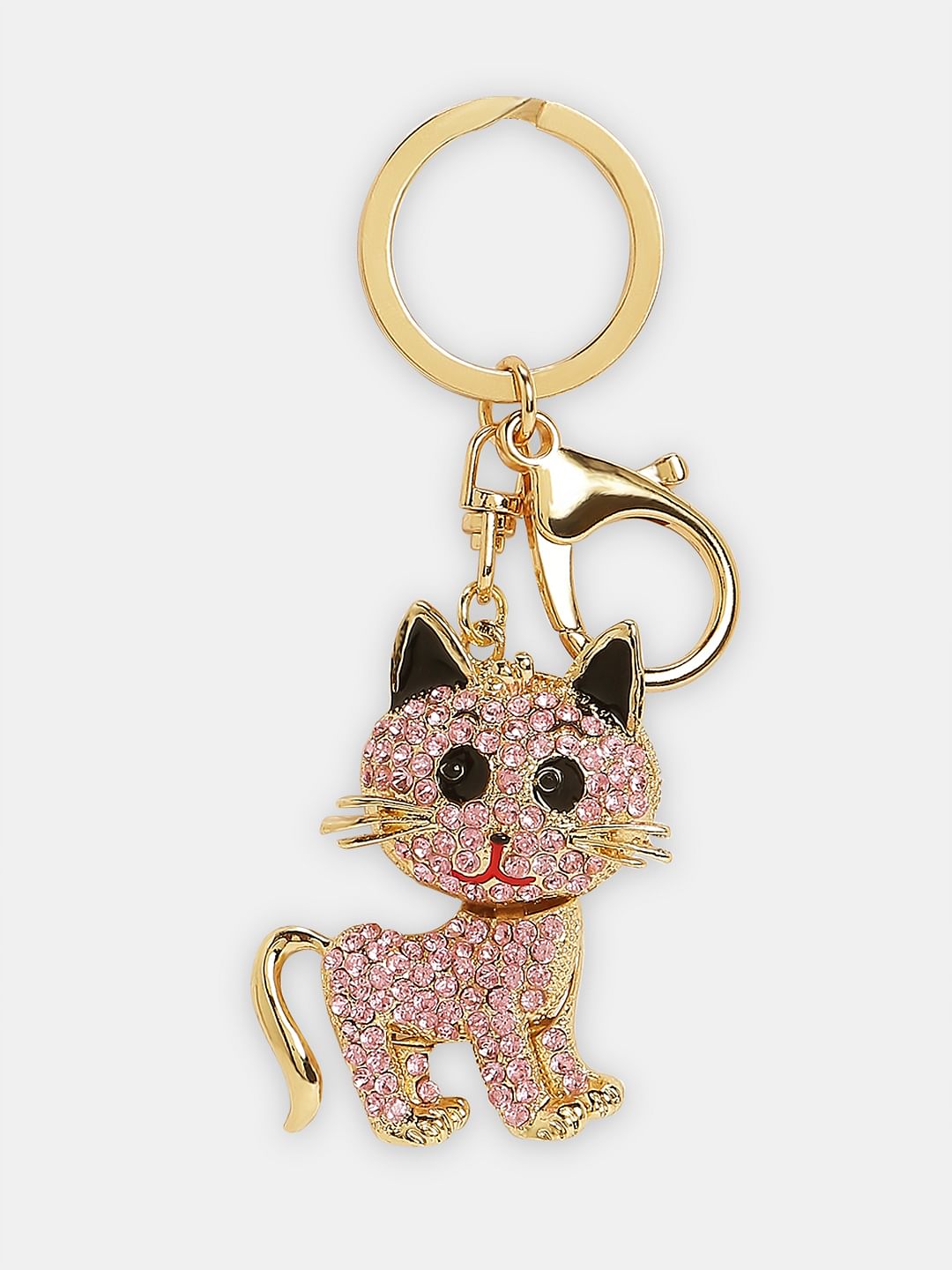 Golden Cat Motif Keychain