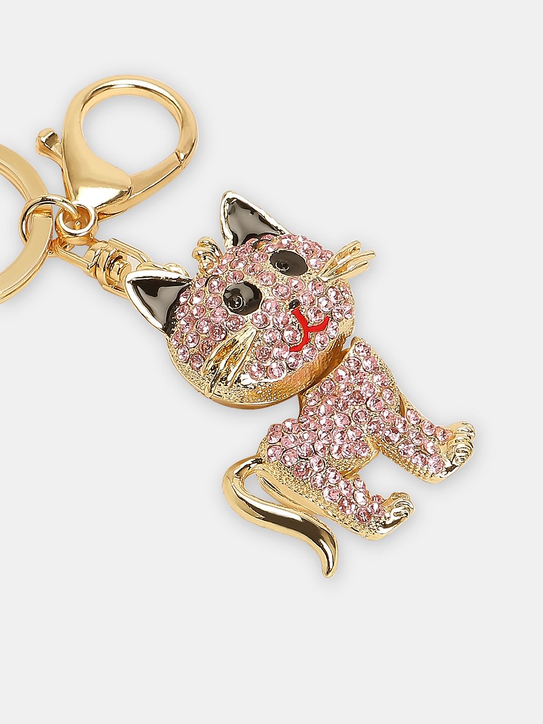Golden Cat Motif Keychain