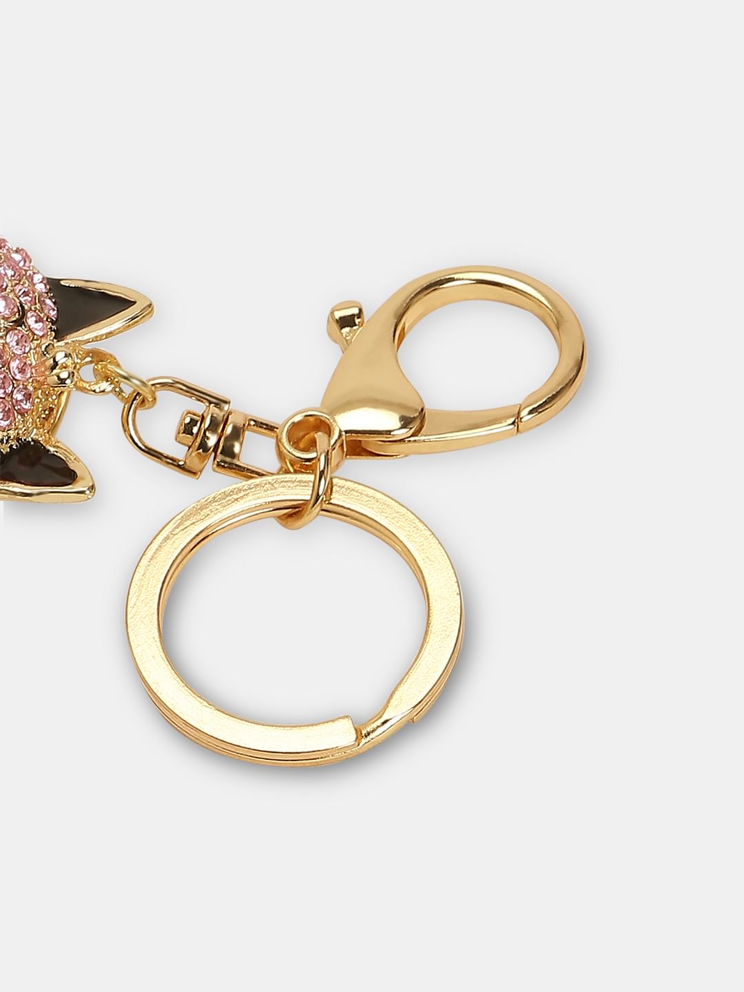 Golden Cat Motif Keychain