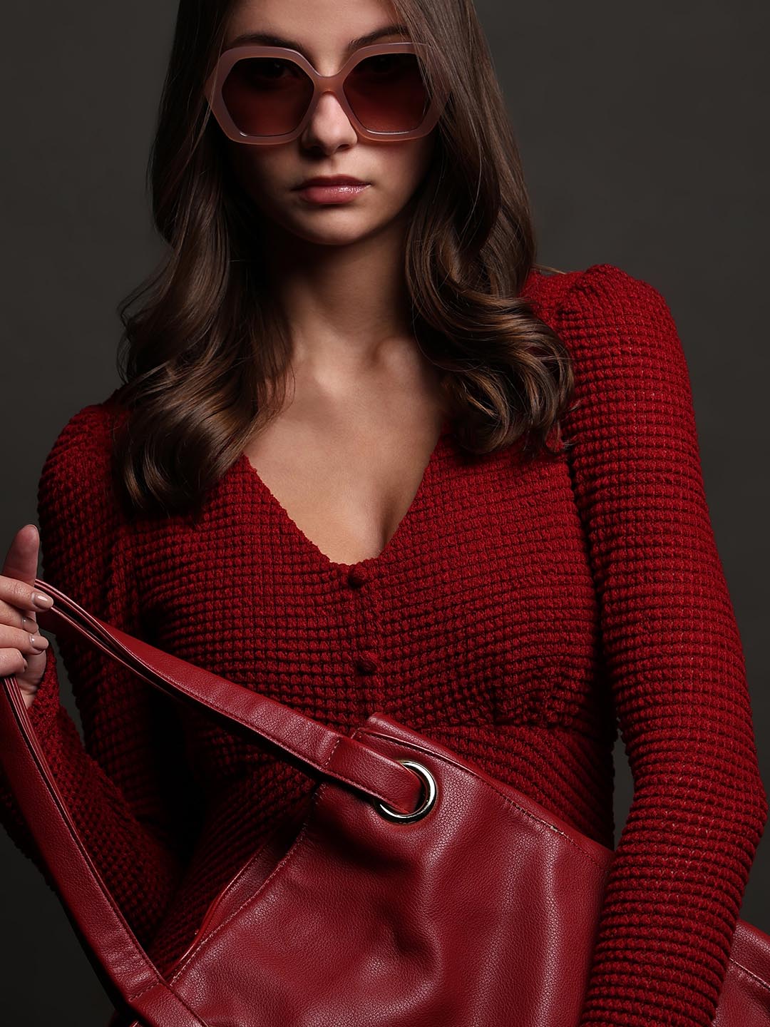 Vero Moda Peach Hexagonal Sunglasses