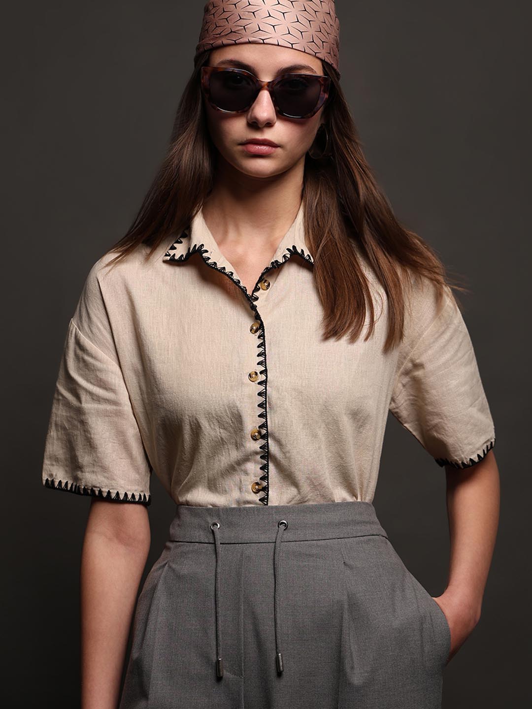 Vero Moda Brown Rectangular Cat Eye Sunglasses