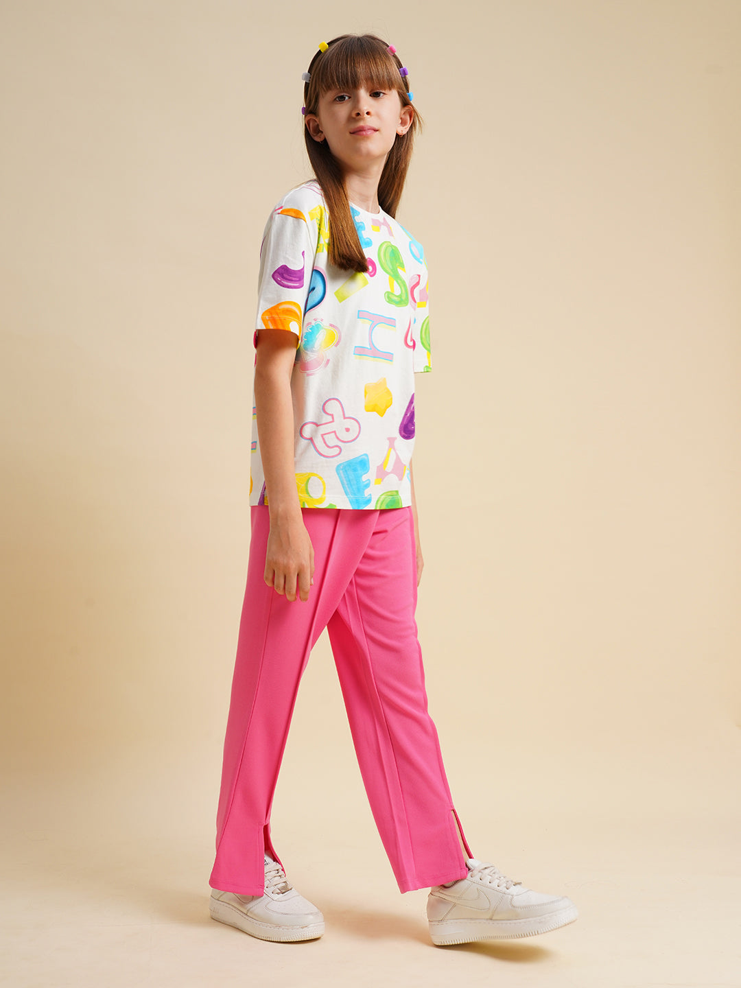 Girls Hot Pink Flared Pants