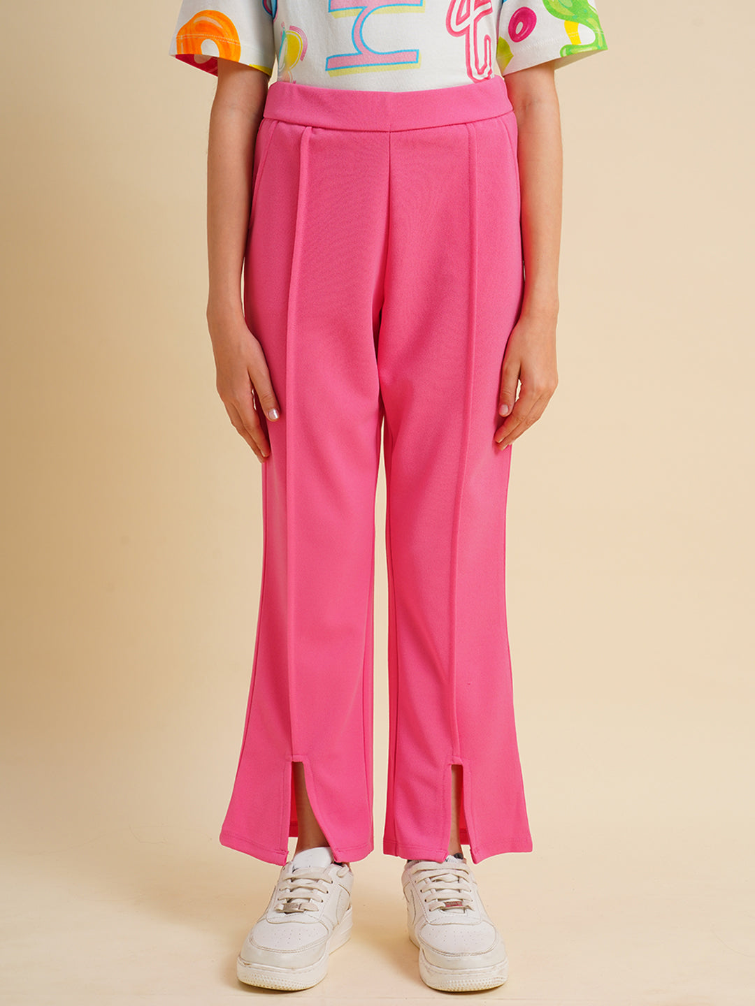 Girls Hot Pink Flared Pants