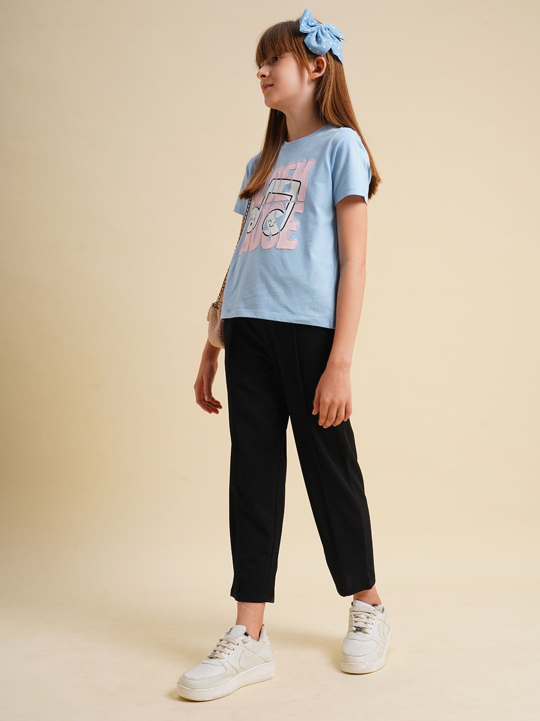 Girls Black Straight Fit Pants