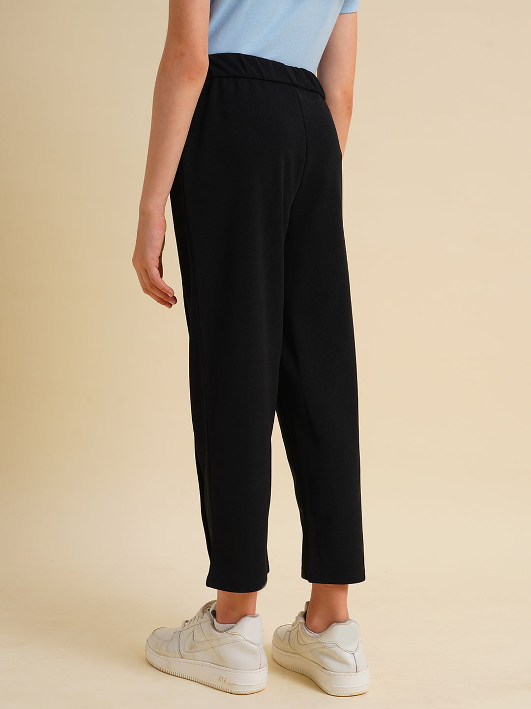 Girls Black Straight Fit Pants